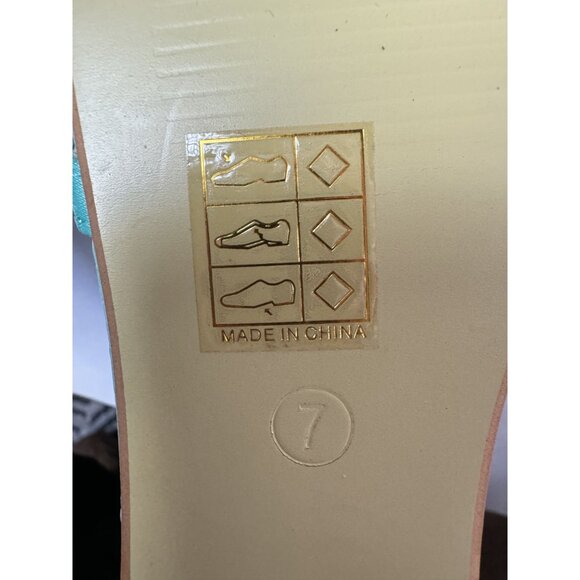 Turquoise Ankle Wrap Sandals With Gold Studs Size 7 By Mochi - Picture 7 of 16